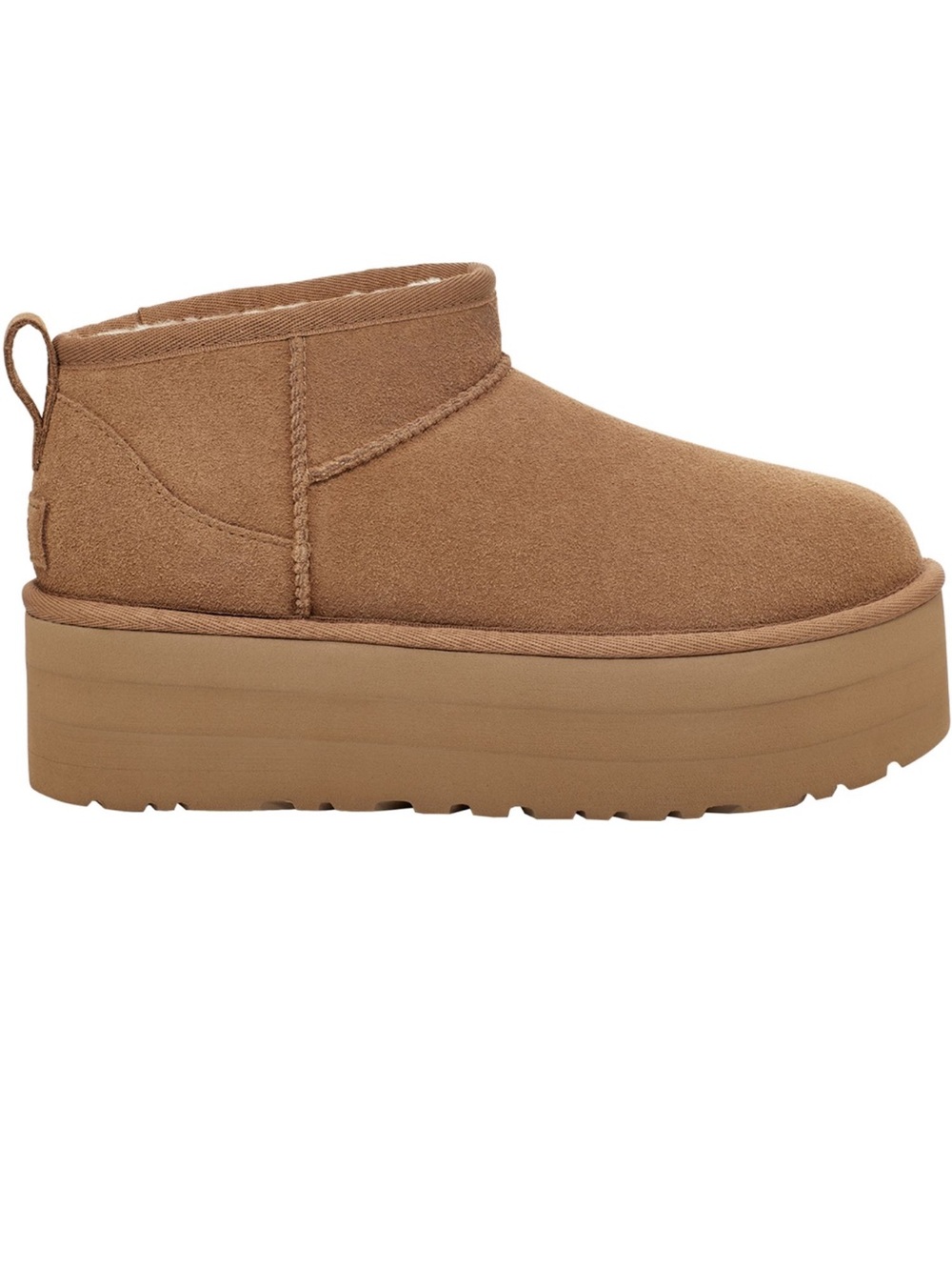 UGG Tan Suede Classic Platform Mini Boot